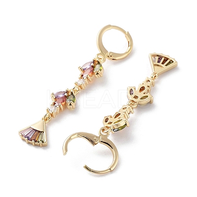 Fan Rack Plating Golden Brass Dangle Leverback Earrings EJEW-A030-04G-01-1