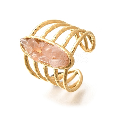 Natural Rose Quartz Chip Finger Rings for Women RJEW-R012-08G-02-1