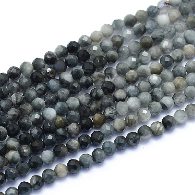 Natural Hawk's Eye Beads Strands G-I279-E14-02-1