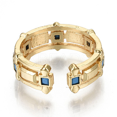 Brass Micro Pave Cubic Zirconia Cuff Rings RJEW-N032-004-NF-1