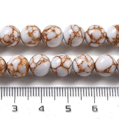 Synthetic Gold Line Turquoise Beads Strands G-A255-A03-01C-1