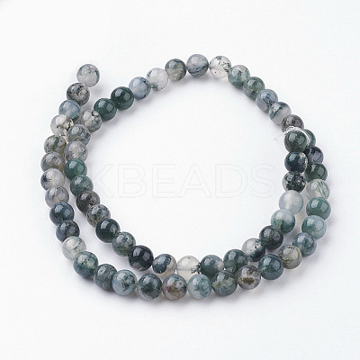 Natural Moss Agate Bead Strands G-G735-62-6mm-1