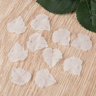 Transparent Frosted Acrylic Leaf Pendants X-PAF002Y-14-1