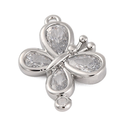 Brass Pave Clear Cubic Zirconia Connector Charms KK-Z066-09P-1