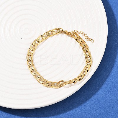 304 Stainless Steel Curb Chain Bracelets for Women BJEW-G757-14G-1