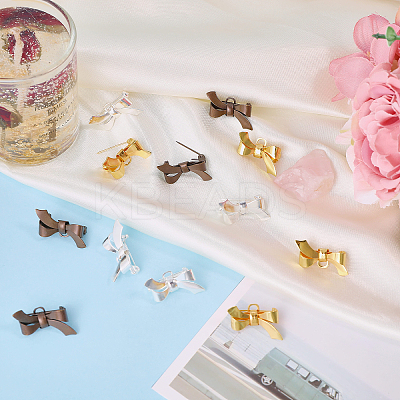 12Pcs 3 Colors Bowknot Brass Brooches for Women JEWB-CA0001-56-1