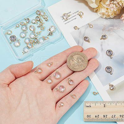 48Pcs 3 Styles Brass Micro Pave Clear Cubic Zirconia Charms FIND-GO0003-37-1