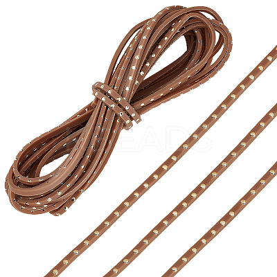 Flat Leather Craft Shoemaker Cord with Metal Rivet AJEW-WH0561-08A-1