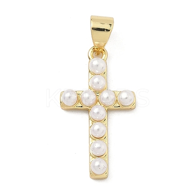 Brass & ABS Imitation Pearl Beads Pendants KK-A282-24G-1