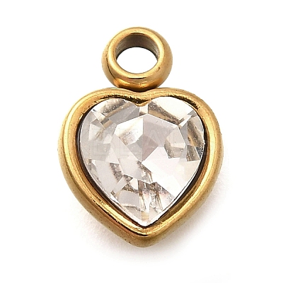 304 Stainless Steel with Rhinestone Pendants STAS-Q346-01G-10-1