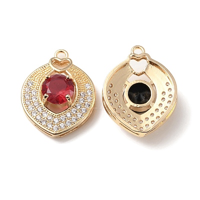Brass with K9 Glass & Rhinestone Pendants KK-C024-53KCG-1