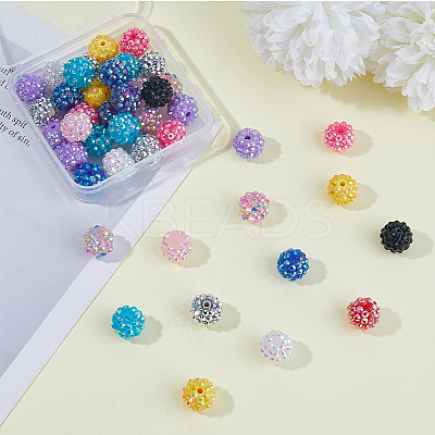 72Pcs 12 Colors Resin Rhinestone Beads RESI-DC0001-37-1