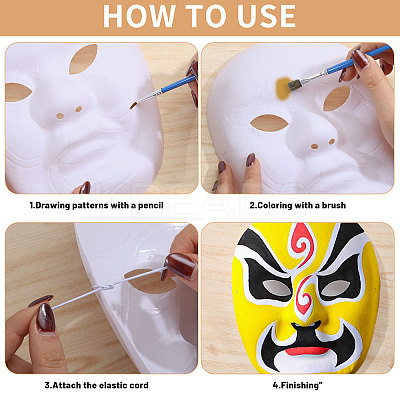 12 Styles DIY Blank Unpainted Peking Opera Mask DIY-BC0014-78-1