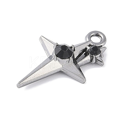 Rack Plating Alloy Jet Rhinestone Pendants PALLOY-F018-18B-02-1