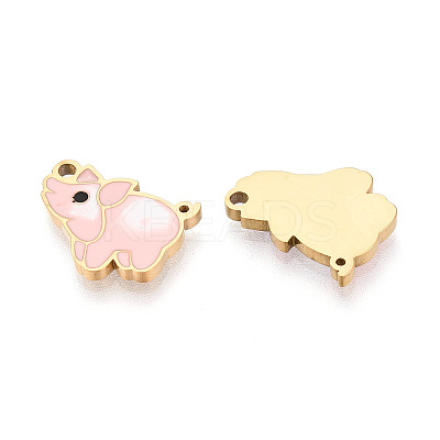 304 Stainless Steel & Enamel Pig Pendants STAS-T073-18G-1
