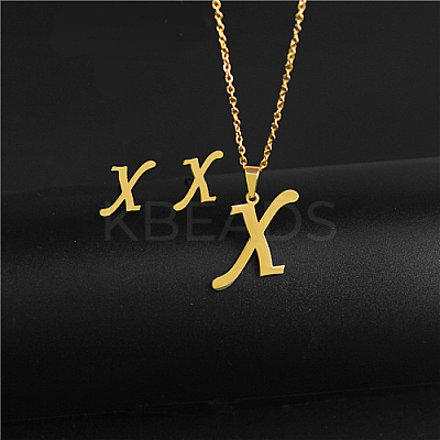 Golden 201 Stainless Steel Initial Letter Jewelry Set IT6493-13-1