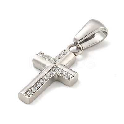 304 Stainless Steel Cubic Zirconia Pendants STAS-C102-04A-P-1