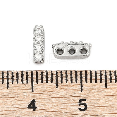 Brass Micro Pave Clear Cubic Zirconia Spacer Bars KK-P302-20P-1