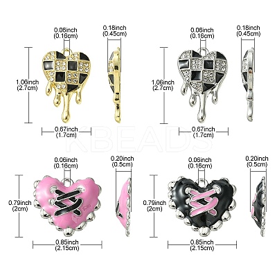 8Pcs 4 Style Valentine's Day Alloy Enamel Pendants FIND-FS0001-90-1