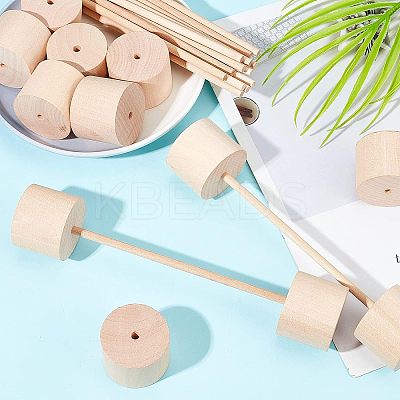 12Pcs Schima Wood Vehicle Wheels and 12Pcs Schima Wood Sticks DIY-OC0004-20-1