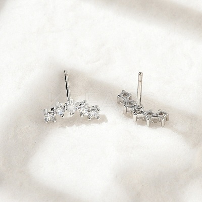 Brass Micro Pave Clear Cubic Zirconia Stud Earrings EJEW-R016-26P-15-1