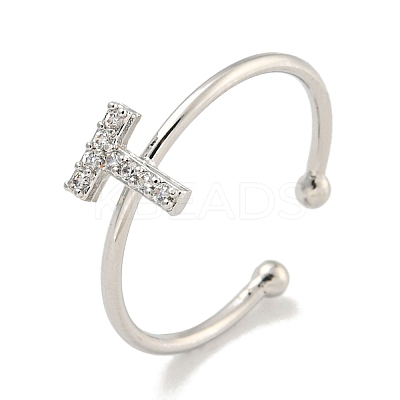 Rack Plating Brass Open Cuff Rings for Women RJEW-F162-02P-T-1