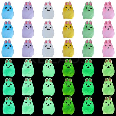 36Pcs 6 Colors Rabbit Luminous Resin Display Decorations DJEW-SZ0001-09-1