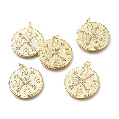 Brass Micro Pave Clear Cubic Zirconia Pendants ZIRC-I048-06G-1