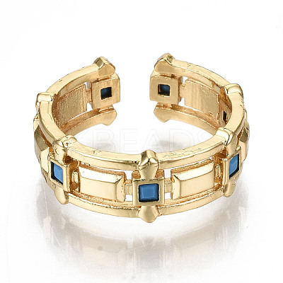 Brass Micro Pave Cubic Zirconia Cuff Rings RJEW-N032-004-NF-1