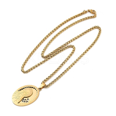 201 Stainless Steel Virgin Mary Pendant Wheat Chain Necklaces for Men NJEW-S387-09G-04-1