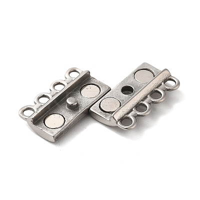 Non-Tarnish 304 Stainless Steel Multi-Strands Magnetic Slide Clasps STAS-P325-05P-1