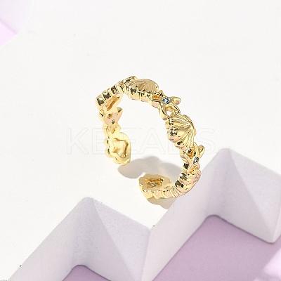 304 Stainless Steel Cubic Zirconia Cuff Open Rings for Women LS-RJEW-Z122-02G-06-1