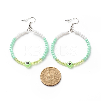 Resin Evil Eye & Acrylic Beaded Big Ring Dangle Earrings EJEW-JE04999-04-1