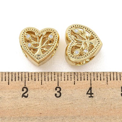Rack Plating Brass Micro Pave Clear Cubic Zirconia Beads KK-P270-14G-1