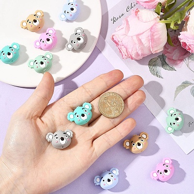 12Pcs 6 Colors Silicone Beads SIL-YW0002-08-1