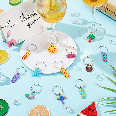 Ocean Theme PVC Wine Glass Charms AJEW-FG0003-98-1