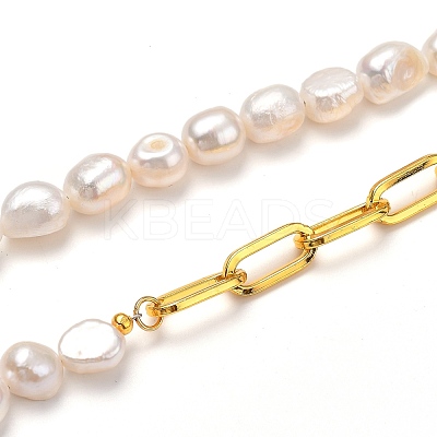 Natural Baroque Pearl Keshi Pearl Beaded Necklaces NJEW-JN02905-1