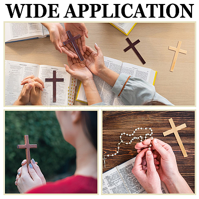 12Pcs 3 Colors Easter Wood Cross Figurines Ornaments DJEW-GA0001-85-1
