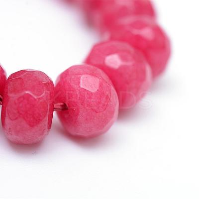 Faceted Rondelle Dyed Natural White Jade Bead Strands G-R343-6x8-17-1