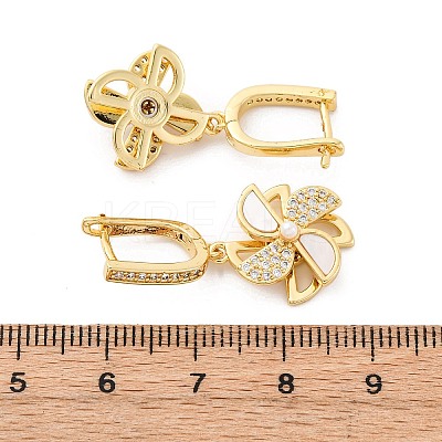 Windmill Brass Micro Pave Clear Cubic Zirconia Hoop Earrings KK-D363-16G-1