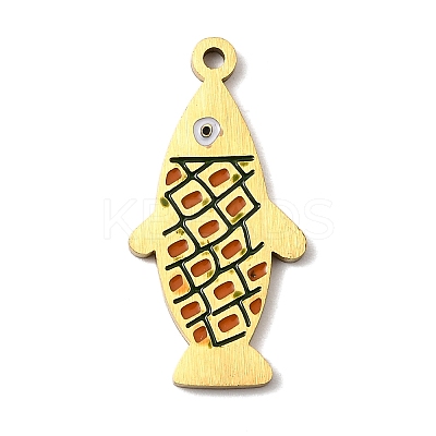 Stainless Steel Enamel Pendants STAS-I065-01G-09-1