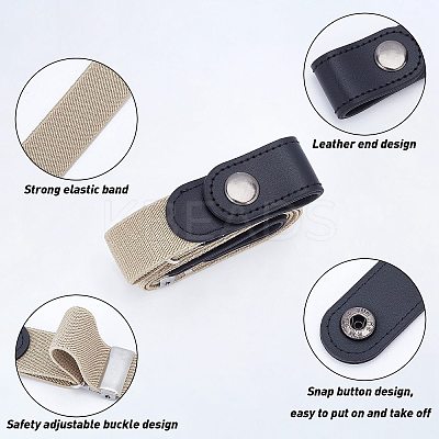 4Pcs 4 Style Unisex Adjustable No Buckle Imitation Leather Elastic Waist Belt AJEW-GF0003-27A-1