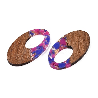 Transparent Resin and Walnut Wood Pendants RESI-T057-02G-1
