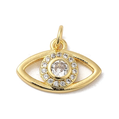 Rack Plating Brass Cubic Zirconia European Dangle Charms KK-K349-24G-1