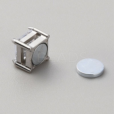 Clear Cubic Zirconia Square Clip-on Earrings EJEW-TAC0017-07-1