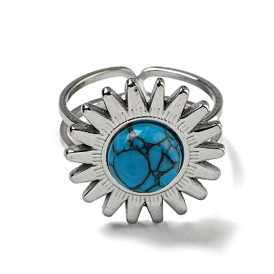Sun 304 Stainless Steel Open Cuff Rings STAS-Z060-08P-1
