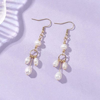 Oval Natural Cultured Freshwater Pearl Dangle Earrings EJEW-JE06889-1