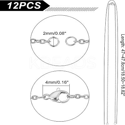 Half Finished 304 Stainless Steel Cable Chain Necklaces STAS-UN0038-66P-1