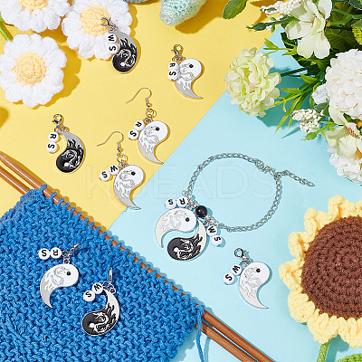 Alloy Enamel Yin Yang with Dragon Pendant Locking Stitch Markers HJEW-AB00088-1