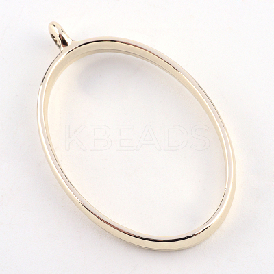 Rack Plating Alloy Oval Open Back Bezel Pendants PALLOY-S047-26E-FF-1